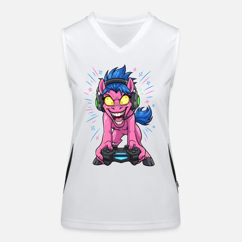 Gamer Pony Neon-Headset mit Blitzfarben Gaming  Funktionelles Kontrast-Tank Top für Frauen