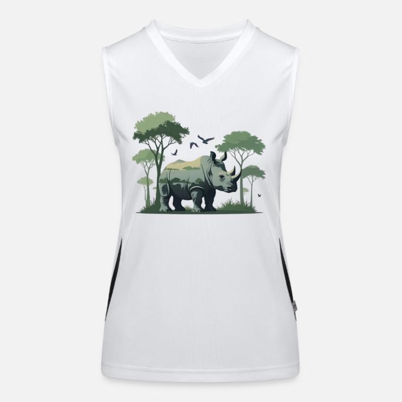 Wächter der Savanne Nashorn Illustration Funktionelles Kontrast-Tank Top für Frauen