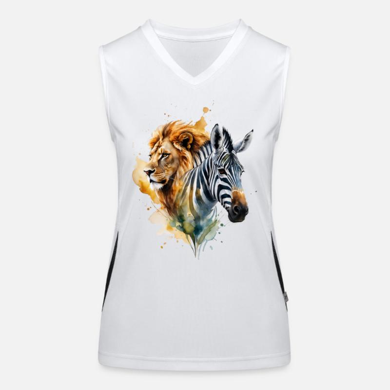Watercolor Lion Zebra Patchwork Women's Functional Contrast Tank Top