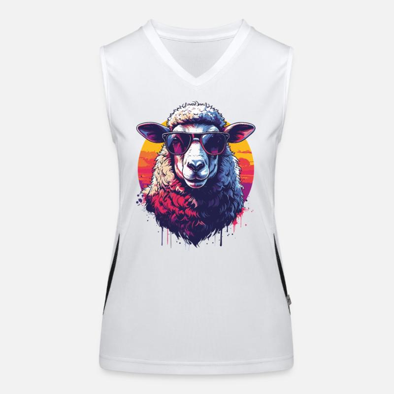 Cooles Retro-Schaf mit Brille Funktionelles Kontrast-Tank Top für Frauen