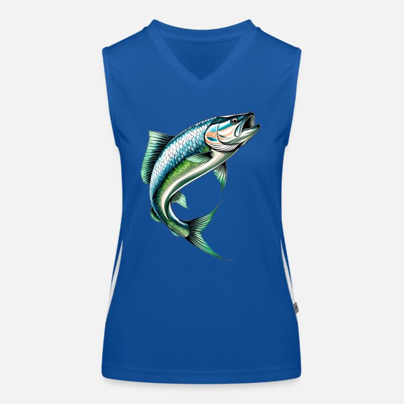 Springender Barsch im Grünblau Funktionelles Kontrast-Tank Top für Frauen