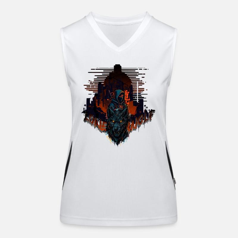 Neon Town Samurai Lone Wolf Women's Functional Contrast Tank Top