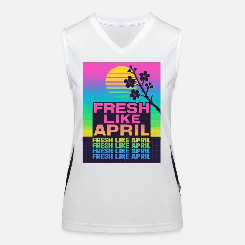 FRESH LIKE APRIL Retro Frühling Kirschblüte Funktionelles Kontrast-Tank Top für Frauen