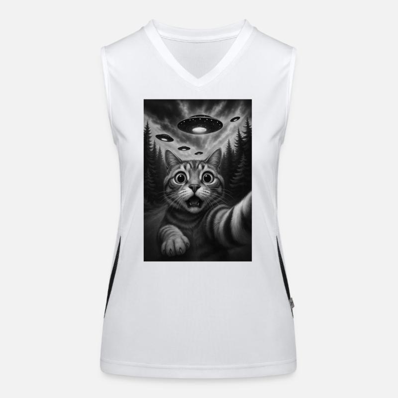 Alien Cat in the Forest Selfie Women's Functional Contrast Tank Top