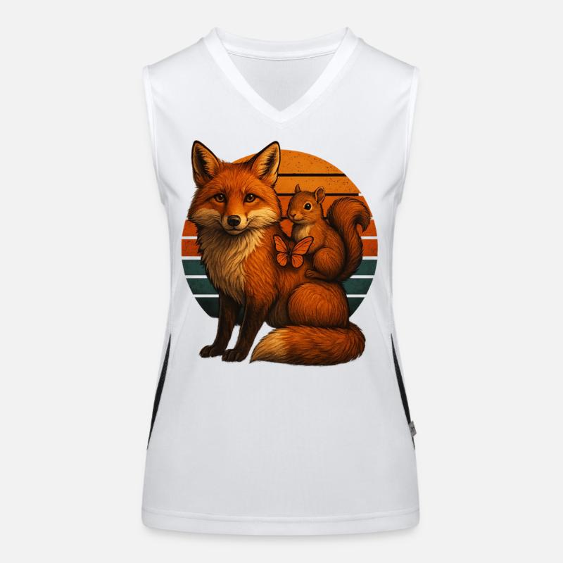 Fuchs Eichhörnchen Retro Tierfreunde Funktionelles Kontrast-Tank Top für Frauen