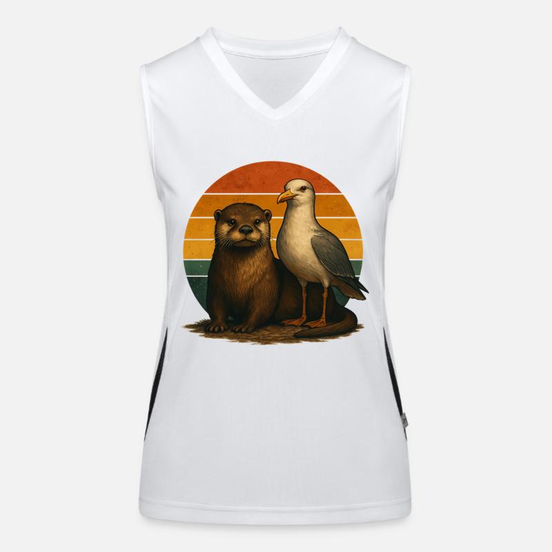 Otter Möwe Retro Tierfreunde Funktionelles Kontrast-Tank Top für Frauen