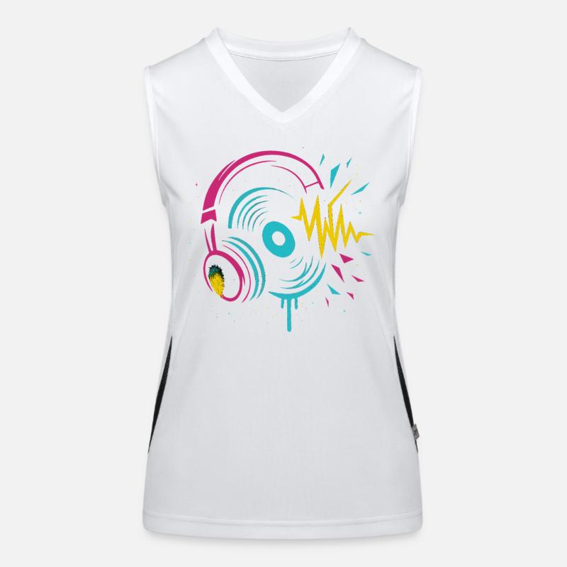 Neon Kopfhörer Vinyl, Techno Rave Sound Funktionelles Kontrast-Tank Top für Frauen