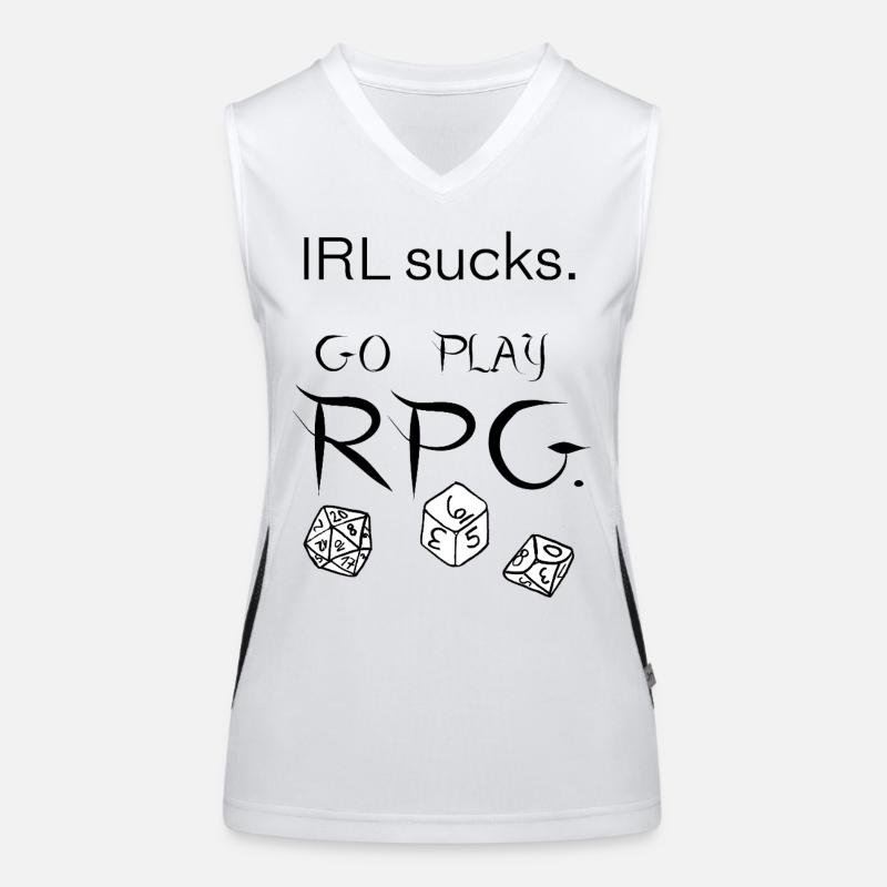 IRL sucks go play RPG (noir) Débardeur respirant contrasté Femme