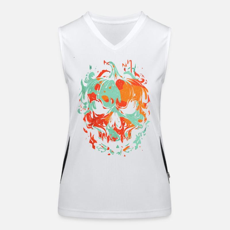 Horror Pumpkin Skull – Grunge Art Design Women's Functional Contrast Tank Top