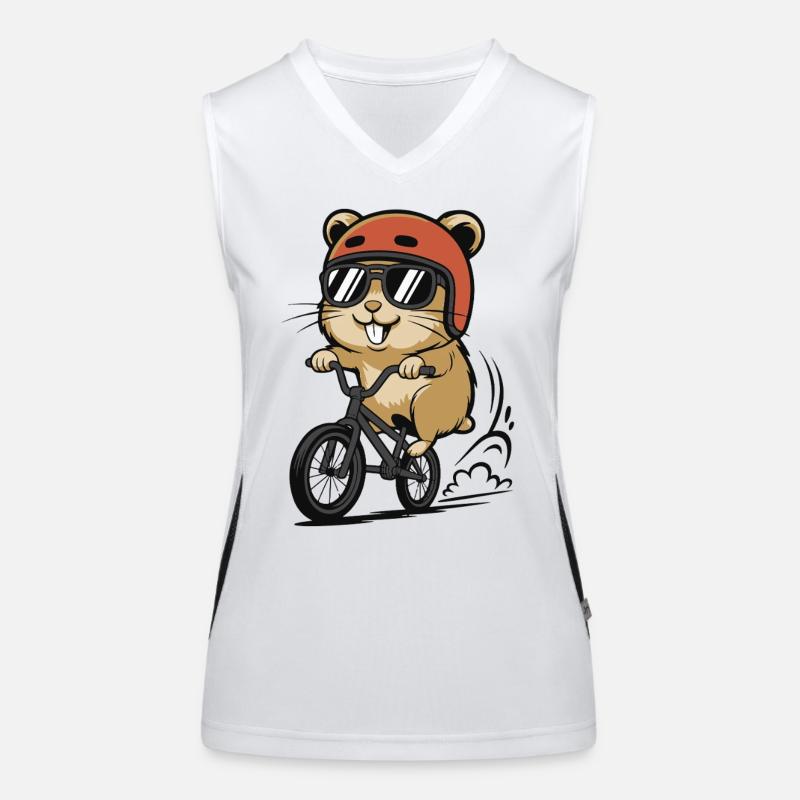 Hamster Radfahrer mit Helm und Sonnenbrille Funktionelles Kontrast-Tank Top für Frauen