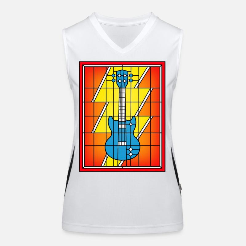 Stained Glass Blue Guitar Women's Functional Contrast Tank Top