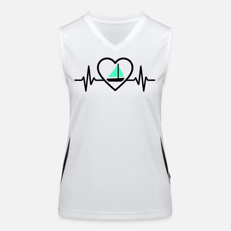 Herz Segeln – Leidenschaft Boot Funktionelles Kontrast-Tank Top für Frauen