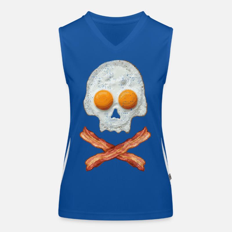 Spiegelei Schädel mit Baconkreuz Funktionelles Kontrast-Tank Top für Frauen