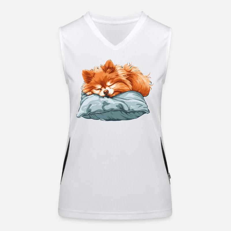 Sleeping Spitz on pillow Women's Functional Contrast Tank Top