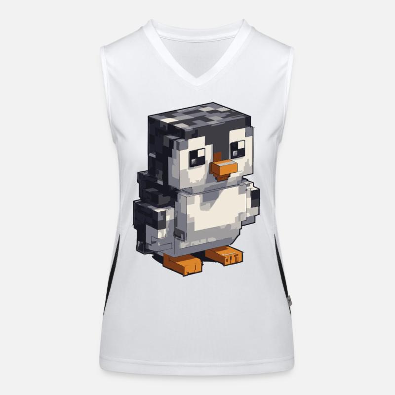Cute pixel penguin Women's Functional Contrast Tank Top