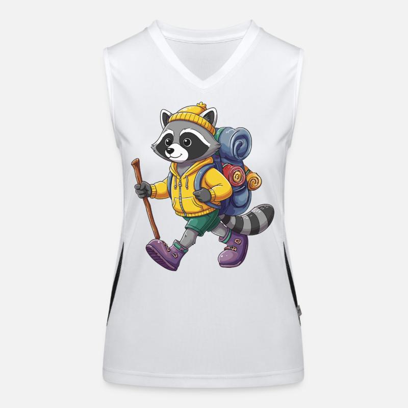 Camping de randonnée raton laveur mignon Backpacker Débardeur respirant contrasté Femme