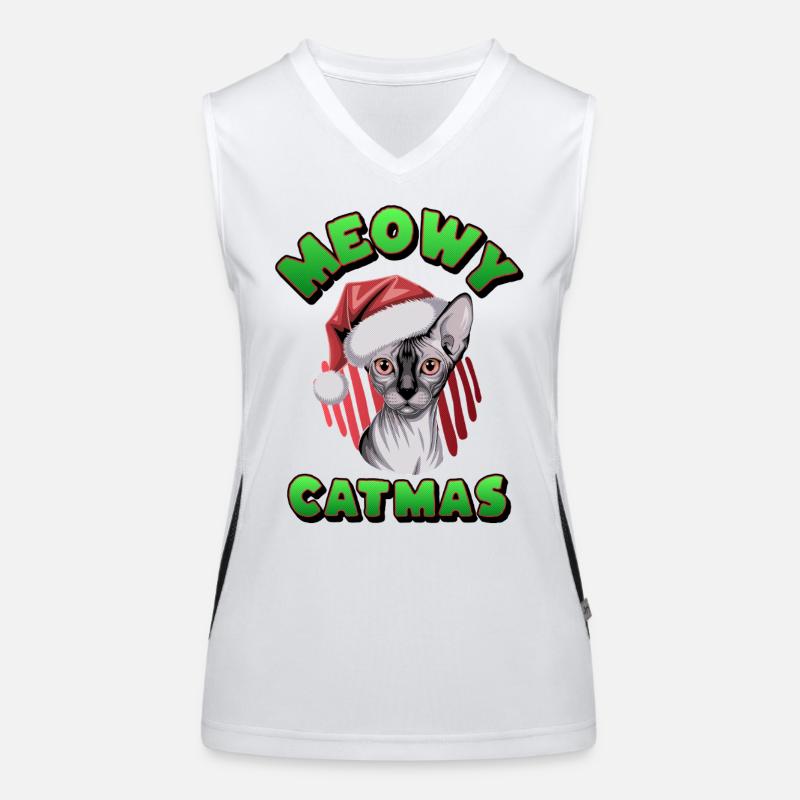 Weihnachts-Sphynx-Katzen-Weihnachtsmann Funktionelles Kontrast-Tank Top für Frauen