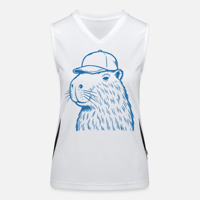 Capybara mit Baseballkappe Funktionelles Kontrast-Tank Top für Frauen
