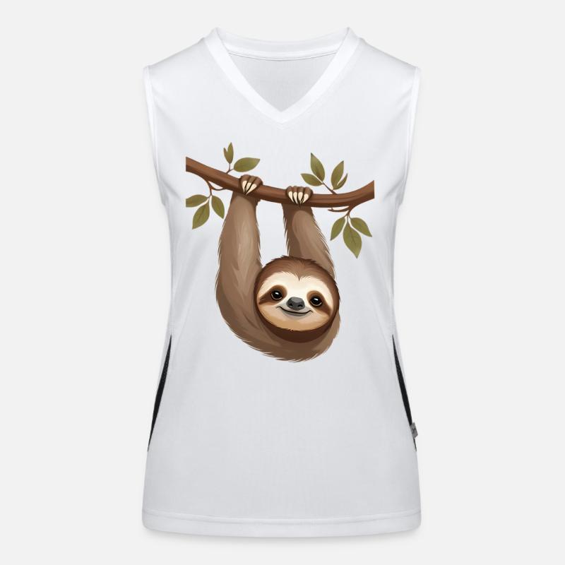 Faultier am Ast – Langsamer Charme Funktionelles Kontrast-Tank Top für Frauen