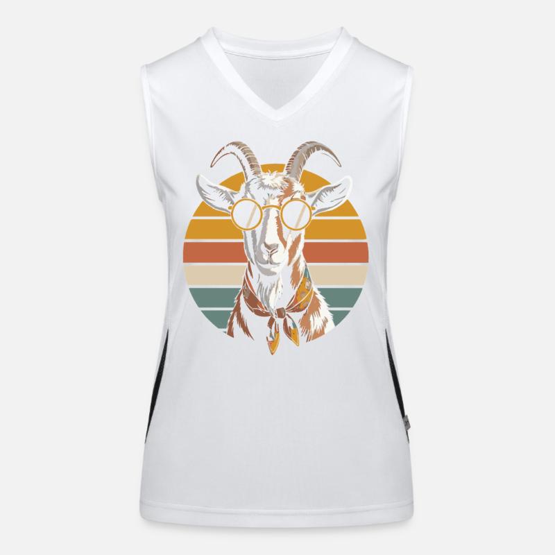 Retro Ziegenkopf mit Sonnenbrille Funktionelles Kontrast-Tank Top für Frauen