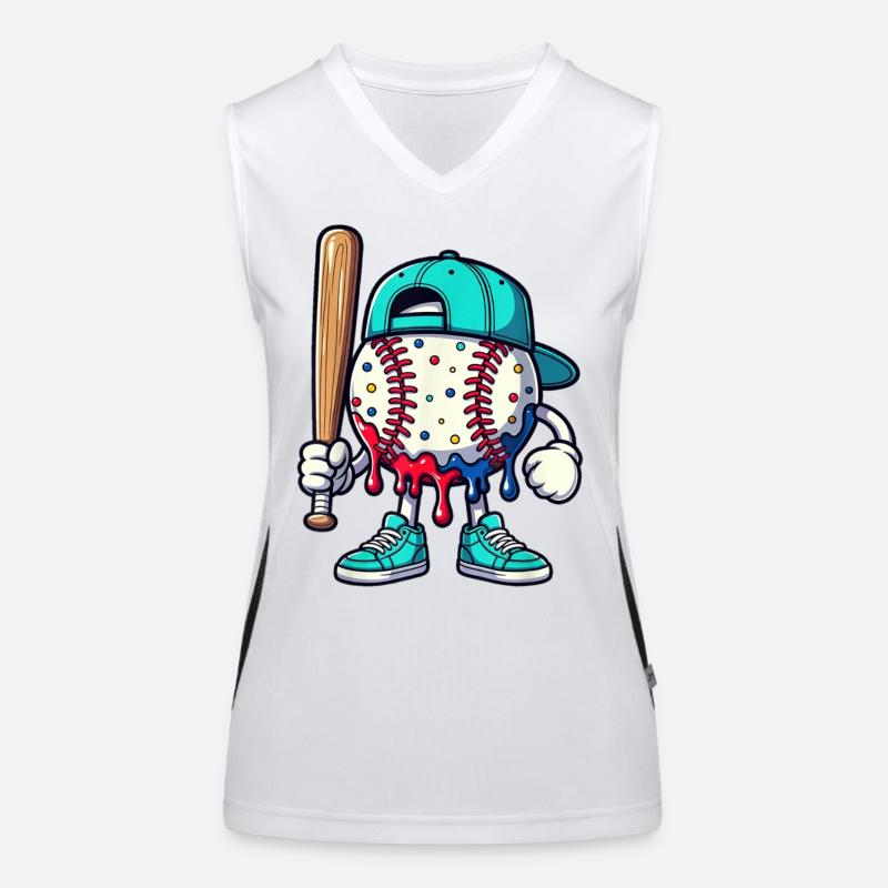 Schmelzendes Baseball-Maskottchen mit Schläger Funktionelles Kontrast-Tank Top für Frauen
