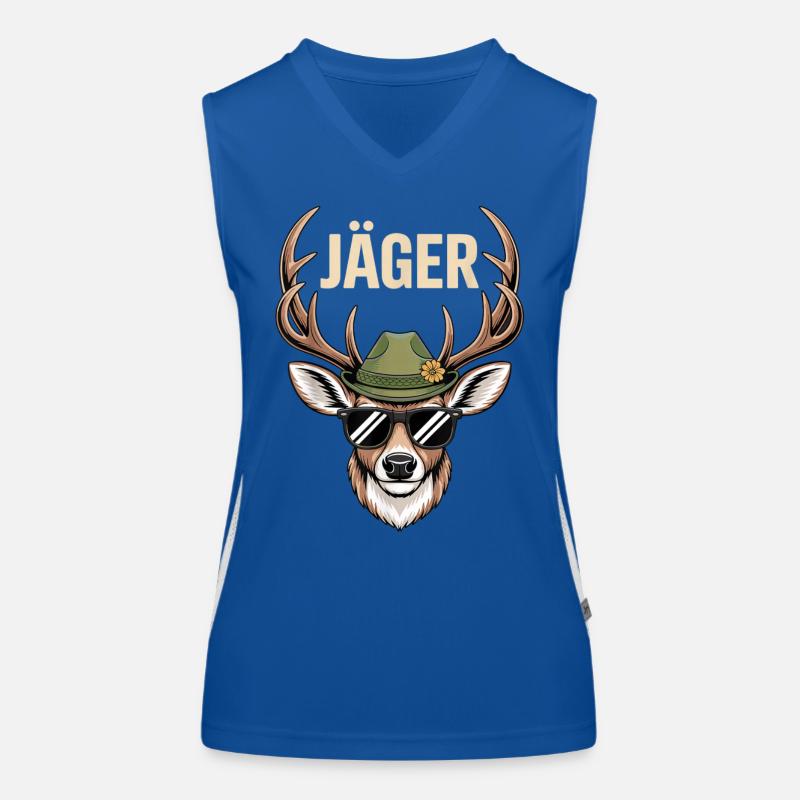 Jäger Hirsch mit Hut Sonnenbrille Funktionelles Kontrast-Tank Top für Frauen