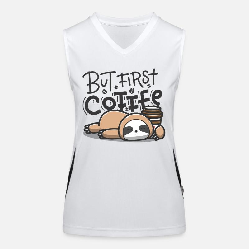 But First Coffee Sleeping Sloth Women's Functional Contrast Tank Top