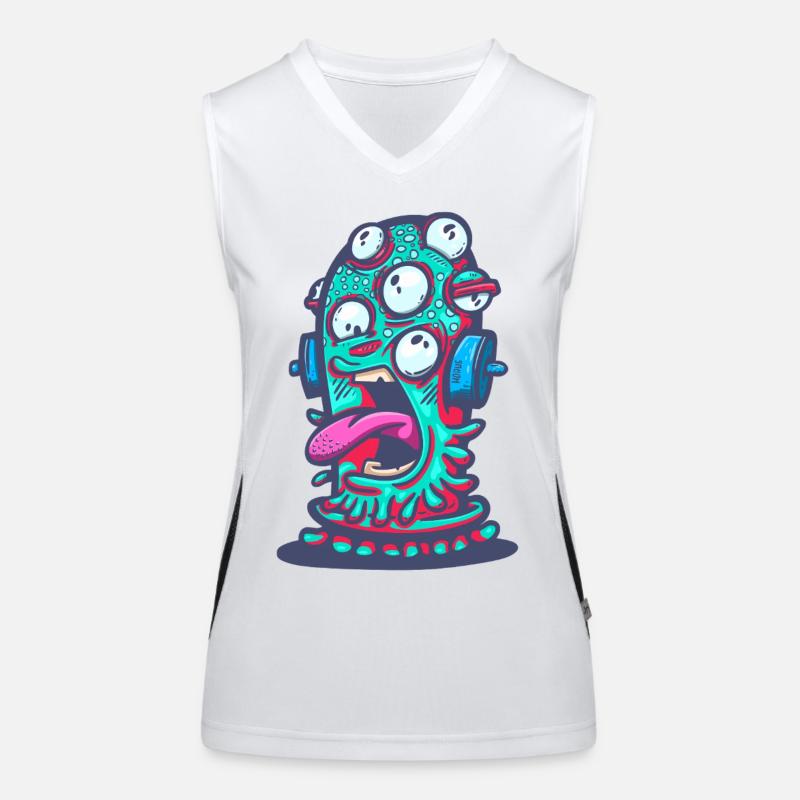 Psychedelic Monster with Headphones Women's Functional Contrast Tank Top
