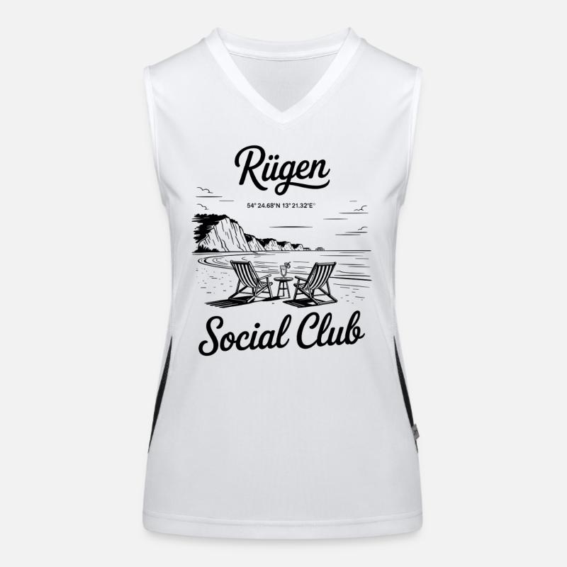 Rügen Baltic Sea Beach Sea Chalk Cliffs Women's Functional Contrast Tank Top