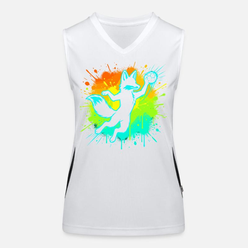 Handball Fuchs Kinder Geschenk Süß Niedlich Funktionelles Kontrast-Tank Top für Frauen