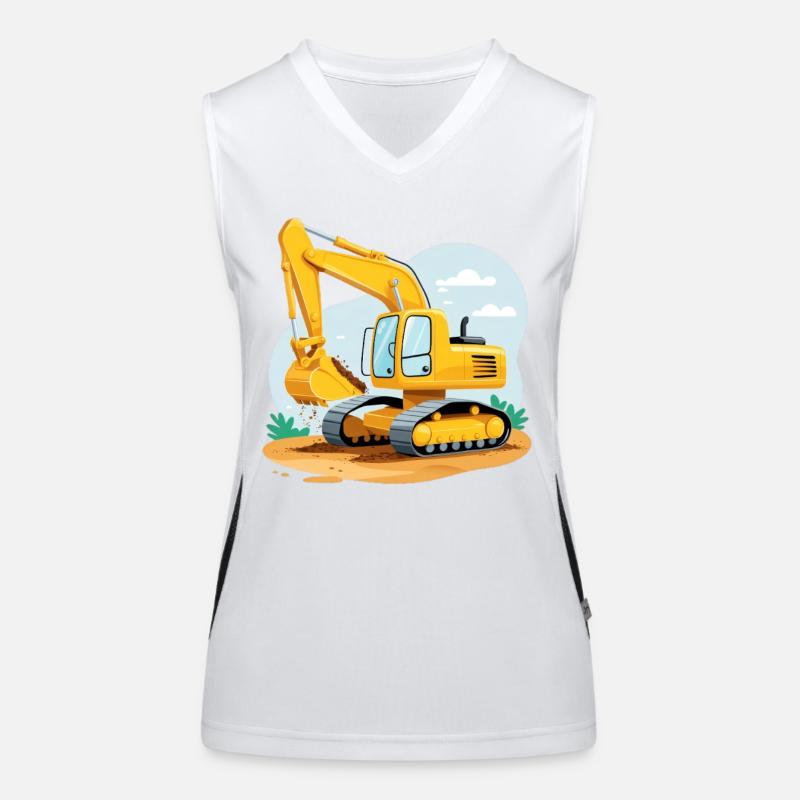 Kleiner Bagger auf Baustelle Funktionelles Kontrast-Tank Top für Frauen
