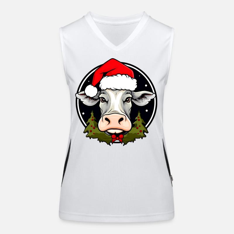 Kühe Weihnachten / Weihnachtsmann Kuh Funktionelles Kontrast-Tank Top für Frauen