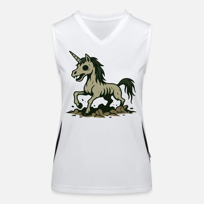 Zombie-Einhorn, das aus der Dunklen Erde aufsteigt Funktionelles Kontrast-Tank Top für Frauen