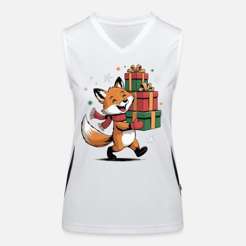 Fuchs mit Weihnachtsgeschenken Funktionelles Kontrast-Tank Top für Frauen