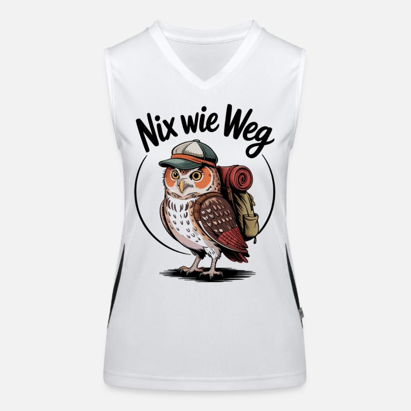 Waldabenteuer Eule mit Rucksack Funktionelles Kontrast-Tank Top für Frauen