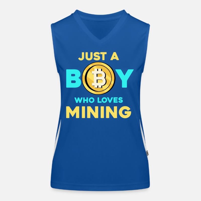 Krypto Mining Junge – Bitcoin Leidenschaft Funktionelles Kontrast-Tank Top für Frauen