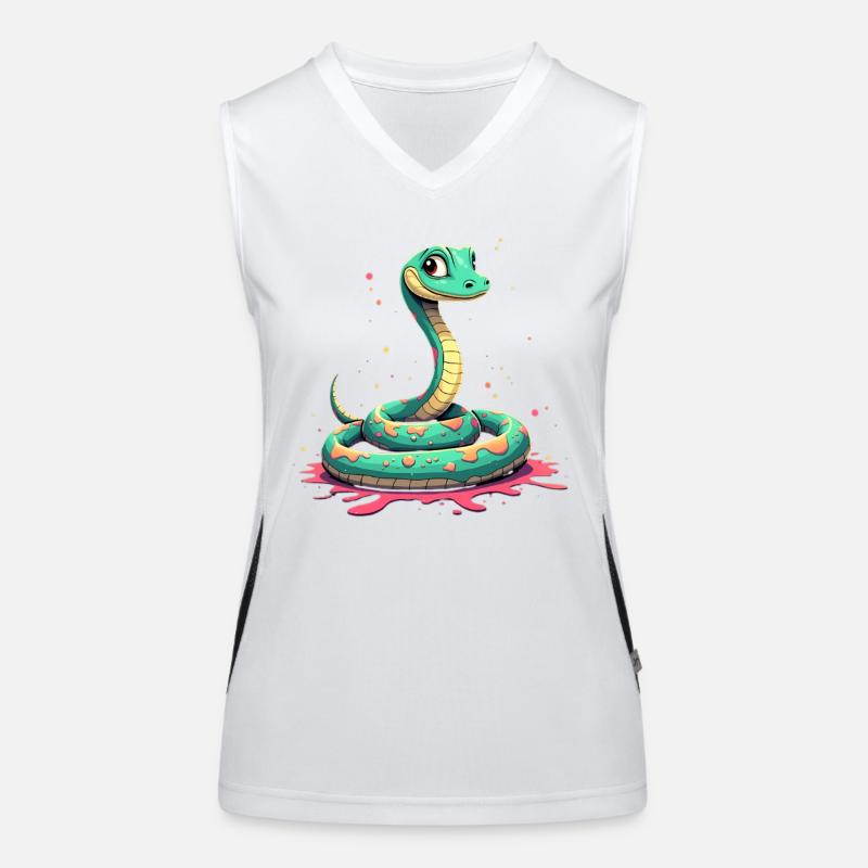 Serpent sarcelle avec des éclaboussures de peinture Débardeur respirant contrasté Femme