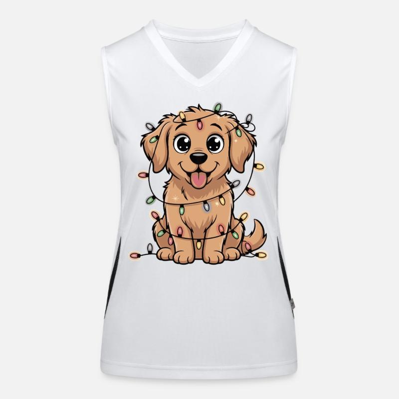 Lustiger Hund mit Lichterkette Funktionelles Kontrast-Tank Top für Frauen