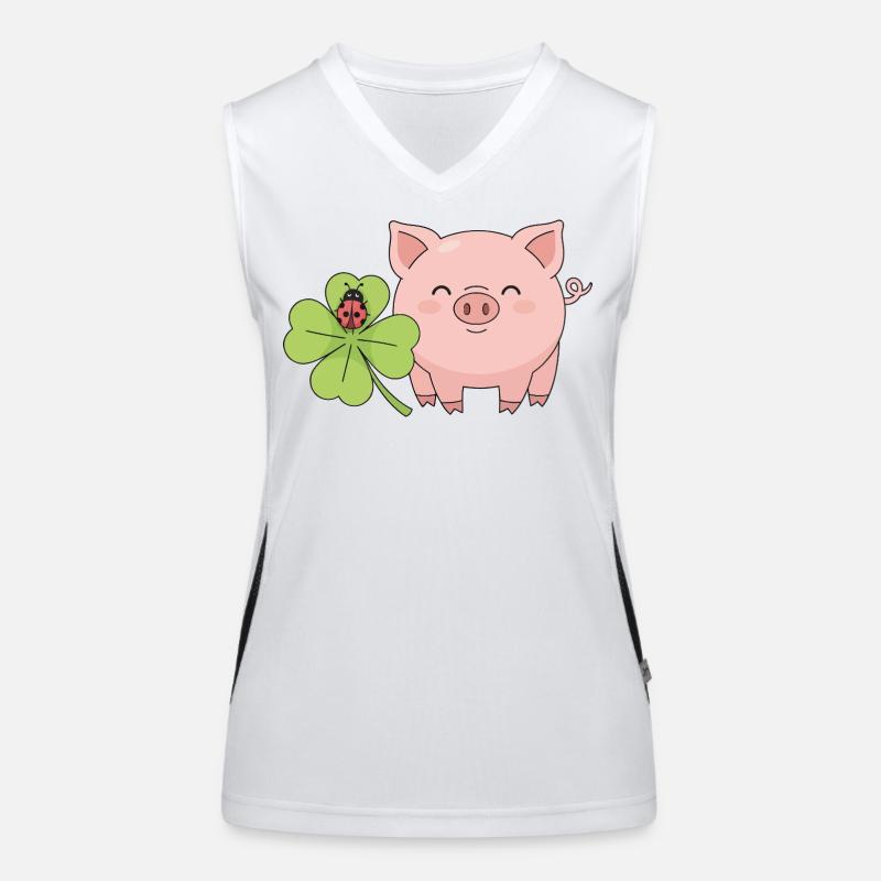 Lucky Pig Clover Ladybug Women's Functional Contrast Tank Top