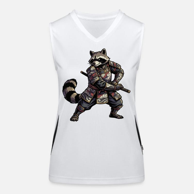 Waschbär Samurai mit Katana Funktionelles Kontrast-Tank Top für Frauen