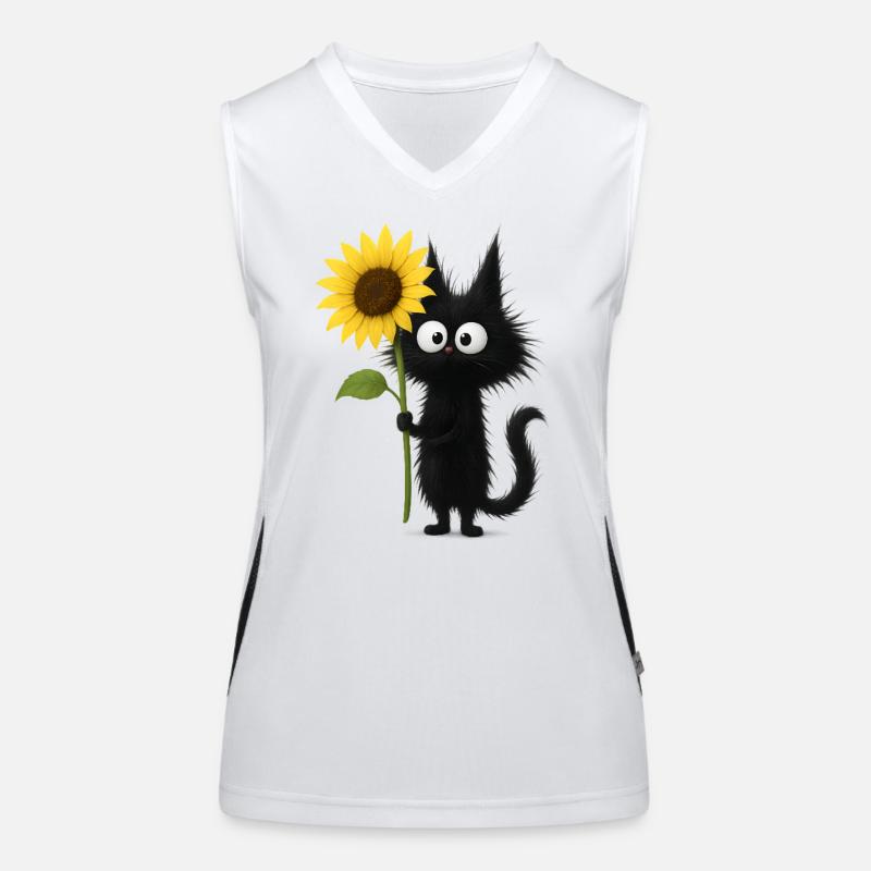 Chat noir avec tournesol Débardeur respirant contrasté Femme