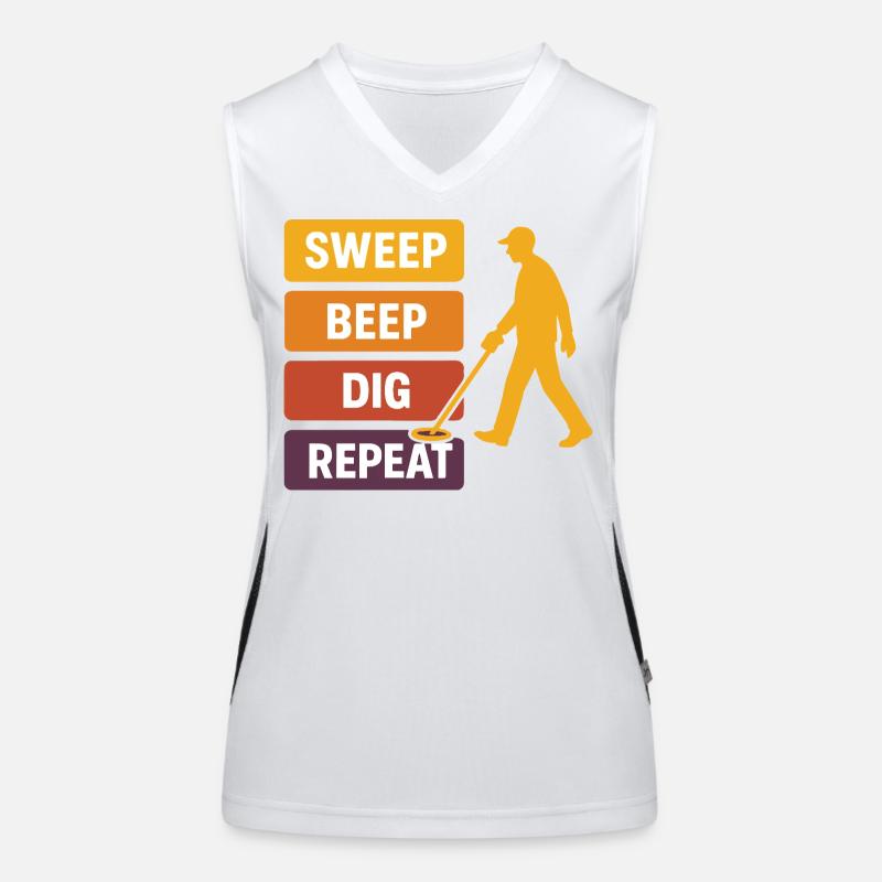 Sweep Beep Dig Repeat Metal Detecting Women's Functional Contrast Tank Top