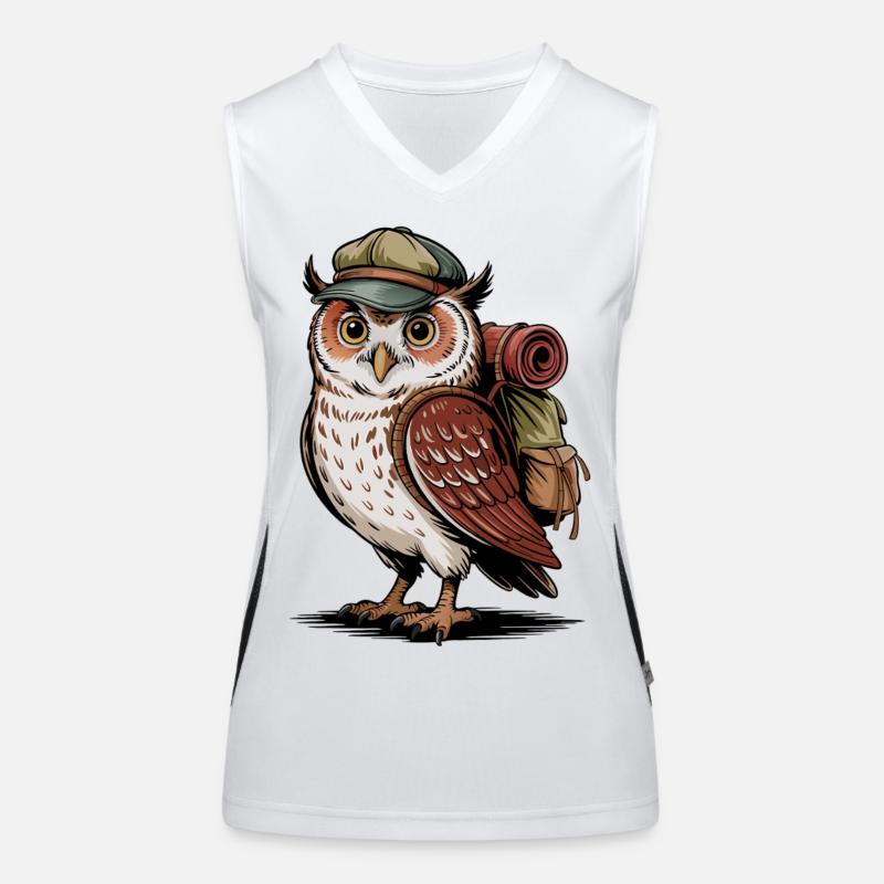 Waldwanderer Eule mit Rucksack Funktionelles Kontrast-Tank Top für Frauen