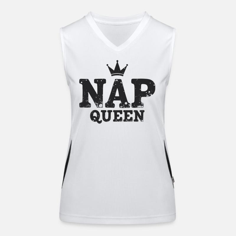 Nap Queen Spruch für Langschläfer Funktionelles Kontrast-Tank Top für Frauen