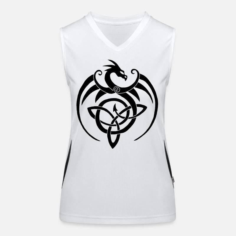 Schwarzer Drache und keltisches Symbol Funktionelles Kontrast-Tank Top für Frauen