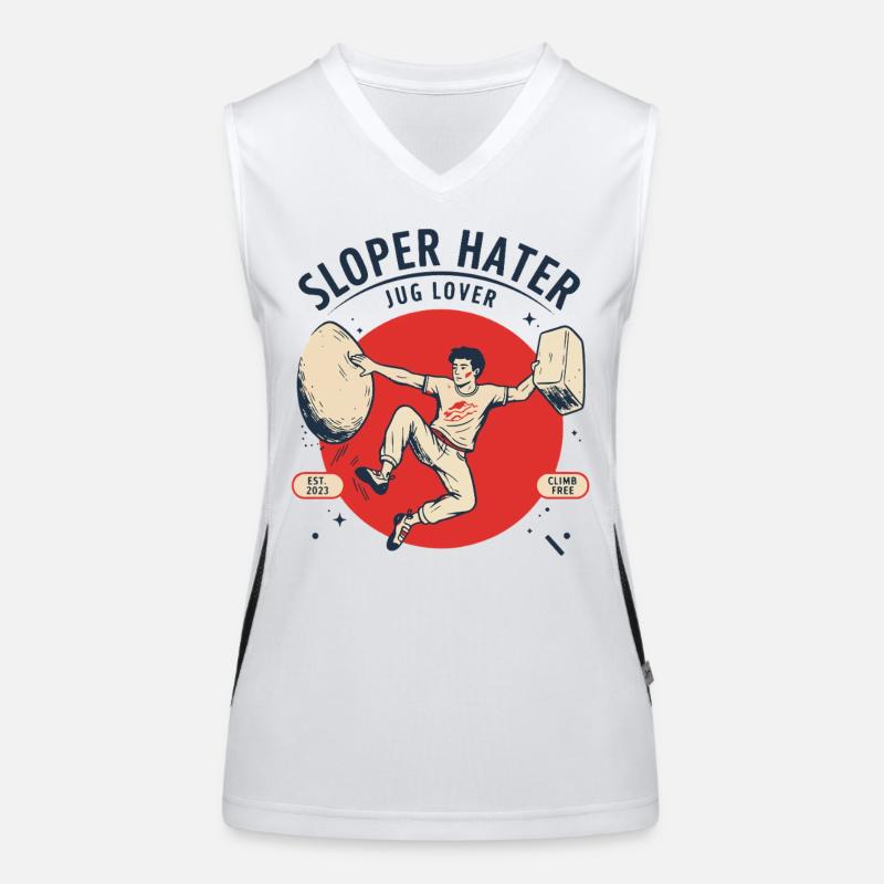 Sloper Hater Jug Lover Climbing Humor Design Women's Functional Contrast Tank Top