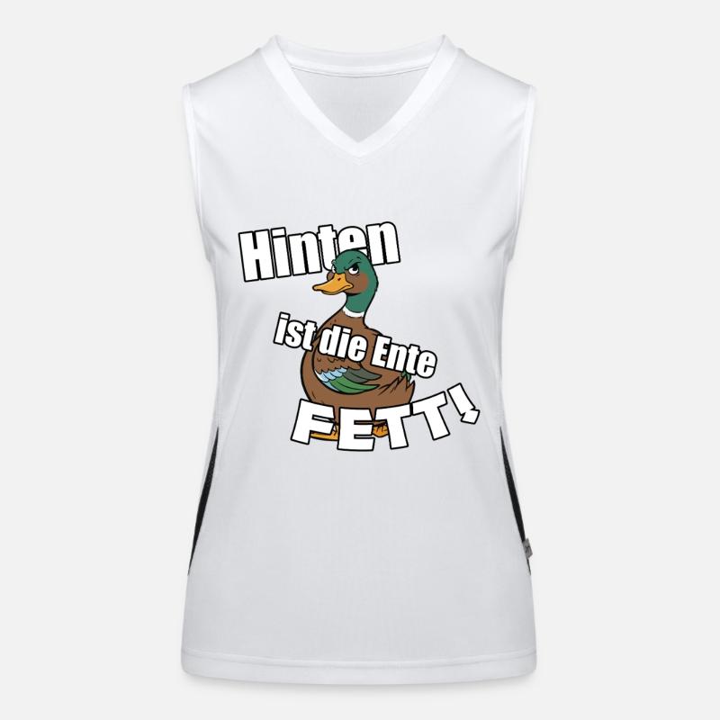 The duck is fat in the back Women's Functional Contrast Tank Top