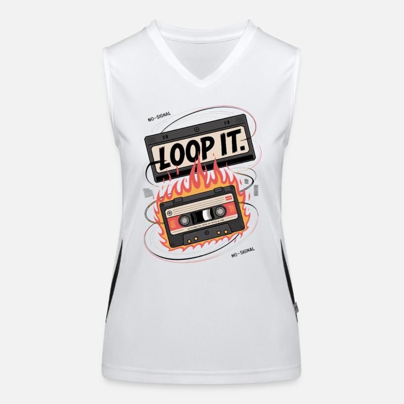 Retro Kassette mit "Loop It" Flammen-Design Funktionelles Kontrast-Tank Top für Frauen