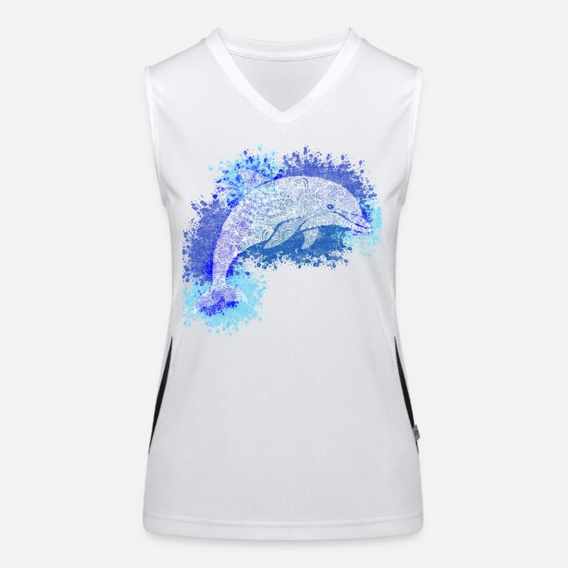 Zentangle-Delfin Funktionelles Kontrast-Tank Top für Frauen