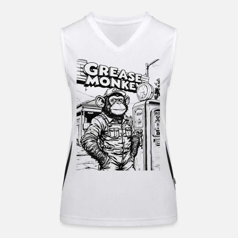 GreaseMonkey Line Art Women's Functional Contrast Tank Top